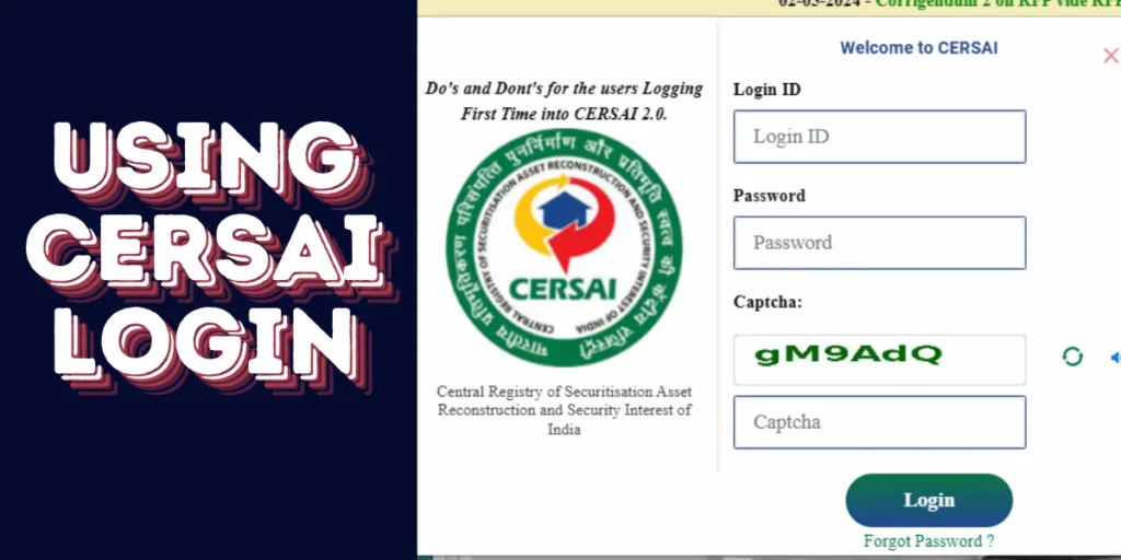 This emage showing a Using CERSAI Login